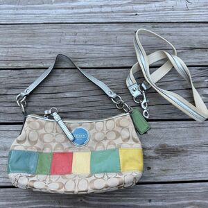 Coach F17425 Signature Rainbow Stripe Convertible Shoulder Crossbody Bag